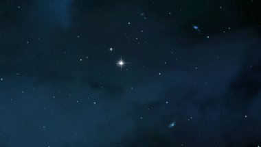 Evren yıldız ve gazla dolu. Uzak evren İllüstrasyon.  