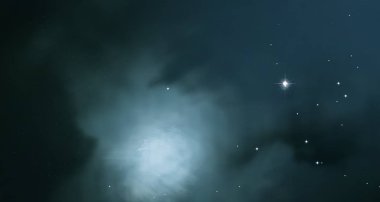 Evren yıldız ve gazla dolu. Uzak evren İllüstrasyon.  