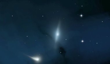 2d illüstrasyon. Derin geniş alan. Yıldızlar, gezegenler ve uydular. Çeşitli bilim kurgu yaratıcı fon. Uzay sanatı. Uzaylı güneş sistemleri. Gerçekçi arka plan 