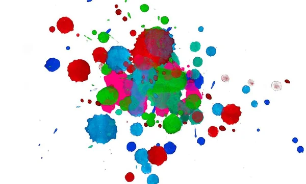 Illustration Colorful Ink Splashes Paint Splatters Bright Material Multi Color — Stock Photo, Image