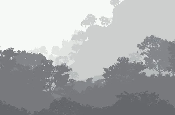 Fond Abstrait Avec Des Arbres Dans Brouillard Brume Forestière — Photo