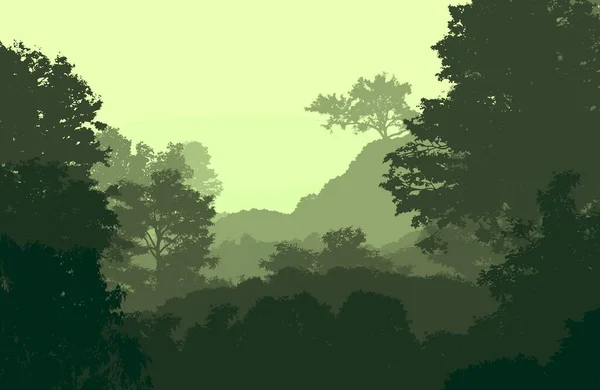 Fondo Abstracto Con Colinas Niebla Neblina Forestal — Foto de Stock