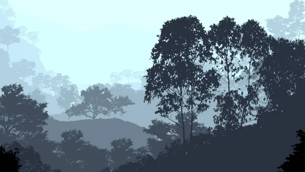 Fondo Abstracto Con Colinas Niebla Neblina Forestal — Foto de Stock