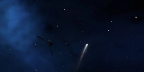 Çizim Derin Geniş Uzay Parlak Yıldızlar Gezegenler Uydular Çeşitli Bilim — Stok fotoğraf