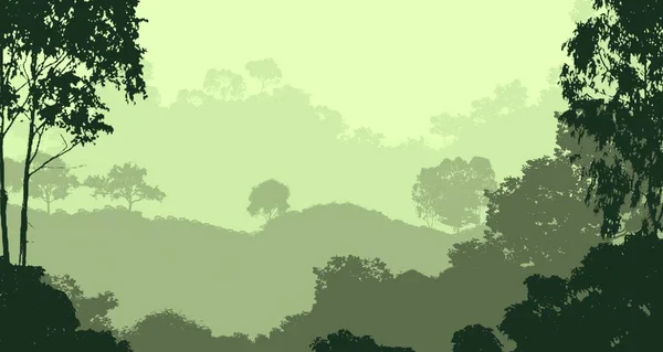 Fondo Abstracto Con Colinas Niebla Neblina Forestal —  Fotos de Stock