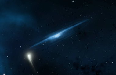 2d illüstrasyon. Derin geniş alan. Yıldızlar, gezegenler ve uydular. Çeşitli bilim kurgu yaratıcı fon. Uzay sanatı. Uzaylı güneş sistemleri. Gerçekçi arka plan 