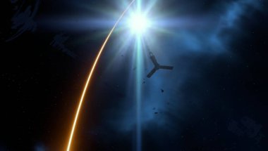 2d illüstrasyon. Gerçekçi yıldız deseni arka planı. Yıldızlararası uzayı boşaltın. Parlak yıldızlar yanıp söner, gezegenler, uydular. Çeşitli bilim kurgu yaratıcı fon. Uzay sanatı. Hayali kozmik fon.