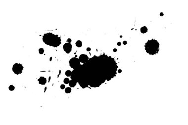 2d illüstrasyon. Siyah mürekkep sıçramaları. Beyaz arka plan üzerine boya sıçramaları