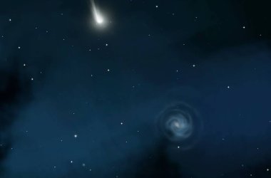 2d illüstrasyon. Derin geniş alan. Yıldızlar, gezegenler ve uydular. Çeşitli bilim kurgu yaratıcı fon. Uzay sanatı. Uzaylı güneş sistemleri. Gerçekçi arka plan 