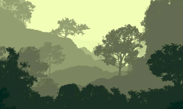 Fundo Abstrato Com Montanhas Enevoadas Neblina Neblina Florestal — Fotografia de Stock