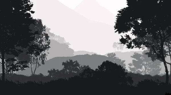 Abstrakter Hintergrund Mit Nebligen Bergen Nebel Und Walddunst — Stockfoto