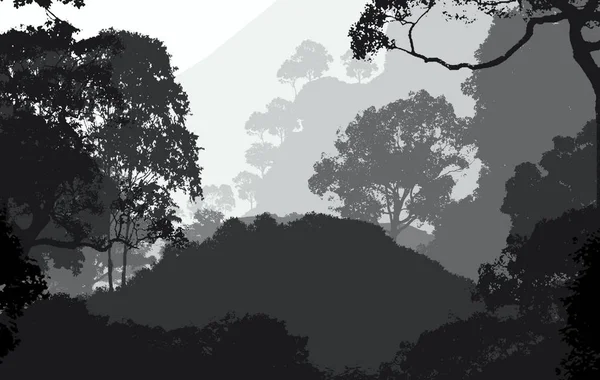 Abstraktní Pozadí Mlžnými Horami Mlze Lesních Oparu — Stock fotografie