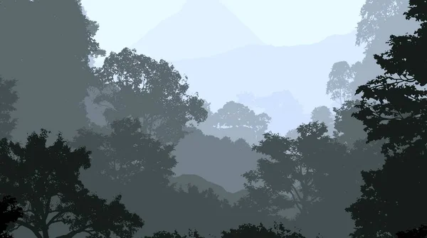 雾雾与森林阴霾中的雾山抽象背景 — 图库照片