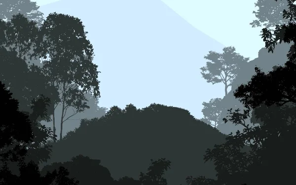Abstraktní Pozadí Mlžnými Horami Mlze Lesních Oparu — Stock fotografie