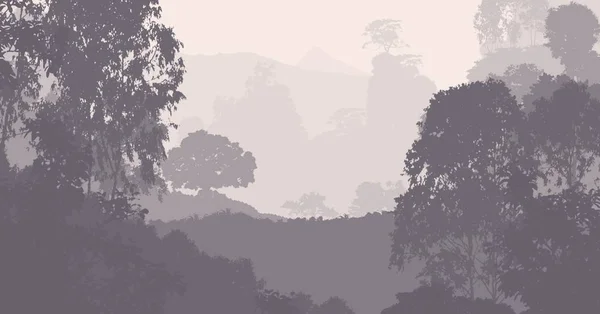 Fondo Abstracto Con Montañas Brumosas Niebla Neblina Forestal —  Fotos de Stock