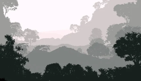 Abstrakter Hintergrund Mit Nebligen Bergen Nebel Und Walddunst — Stockfoto