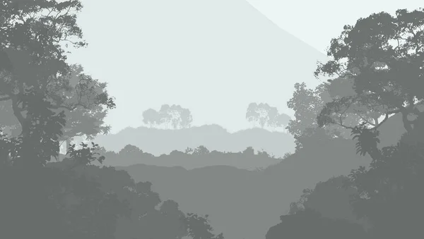 Fond Abstrait Avec Des Montagnes Brumeuses Dans Brouillard Brume Forestière — Photo