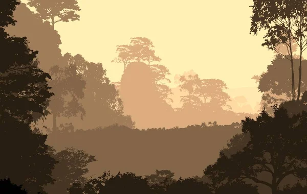 Cenário Abstrato Com Montanhas Enevoadas Neblina Neblina Florestal — Fotografia de Stock