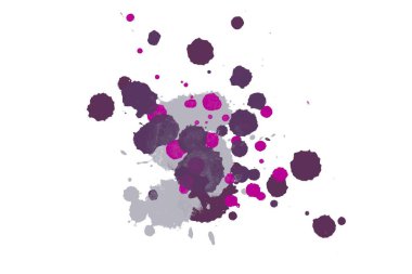 Renkli mürekkep sıçramaları. Parlak malzeme üzerine boya sıçradı. Çok renkli nokta. Beyaz kağıt üzerinde suluboya.