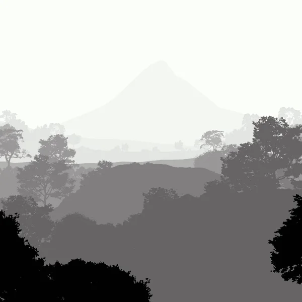 Αφηρημένο Σκηνικό Θολά Βουνά Στην Ομίχλη Και Την Ομίχλη Του — Φωτογραφία Αρχείου