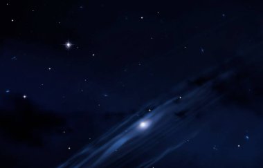 2d illüstrasyon. Derin geniş alan. Yıldızlar, gezegenler ve uydular. Çeşitli bilim kurgu yaratıcı fon. Uzay sanatı. Uzaylı güneş sistemleri. Gerçekçi arka plan 