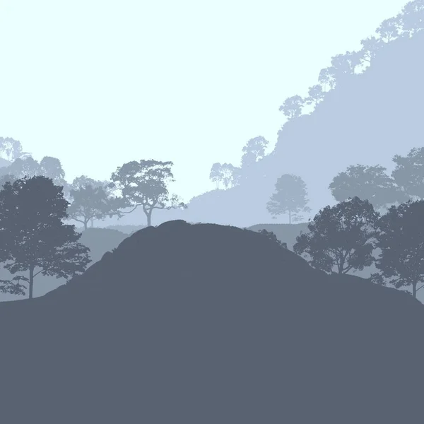 Fond Abstrait Avec Des Collines Brumeuses Dans Brouillard Brume Forestière — Photo
