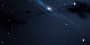 2d illüstrasyon. Derin geniş alan. Yıldızlar, gezegenler ve uydular. Çeşitli bilim kurgu yaratıcı fon. Uzay sanatı. Uzaylı güneş sistemleri. Gerçekçi arka plan 