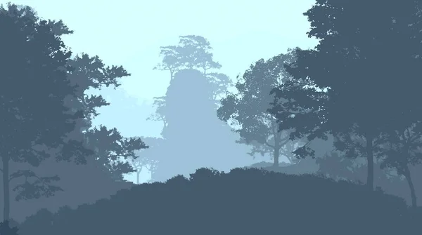雾雾和森林阴霾中雾蒙蒙的山丘的抽象背景 — 图库照片