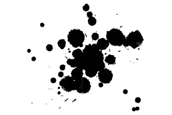 Abbildung Schwarze Tinte Spritzt Farbspritzer Auf Hellem Material Schwarze Und — Stockfoto