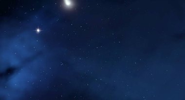 2d illüstrasyon. Derin geniş alan. Yıldızlar, gezegenler ve uydular. Çeşitli bilim kurgu yaratıcı fon. Uzay sanatı. Uzaylı güneş sistemleri. Gerçekçi arka plan 