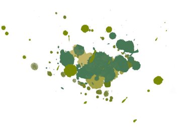 Renkli mürekkep sıçramaları. Parlak malzeme üzerine boya sıçradı. Çok renkli nokta. Beyaz kağıt üzerinde suluboya.