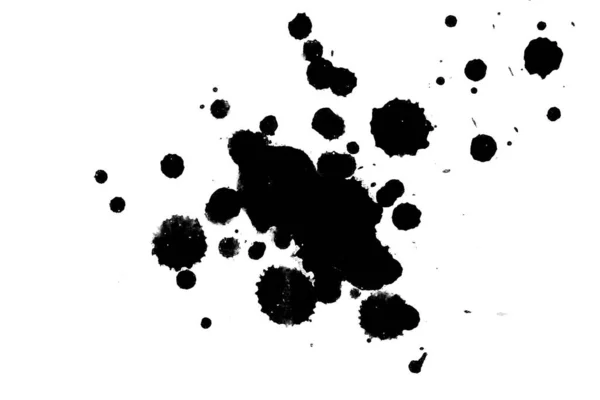Illusztráció Fekete Tintával Fröccsenő Folyadék Paint Splatters Fényes Anyagból Fekete — Stock Fotó
