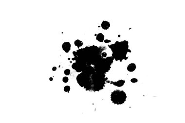 2d illüstrasyon. Siyah mürekkep sıçramaları. Beyaz arka plan üzerine boya sıçramaları