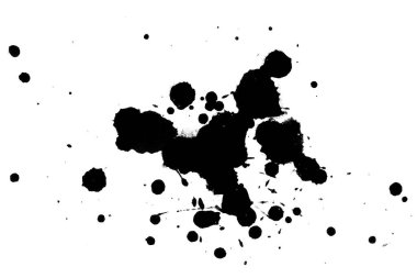 2d illüstrasyon. Siyah mürekkep sıçramaları. Parlak malzeme üzerine boya sıçradı. siyah ve beyaz nokta. 