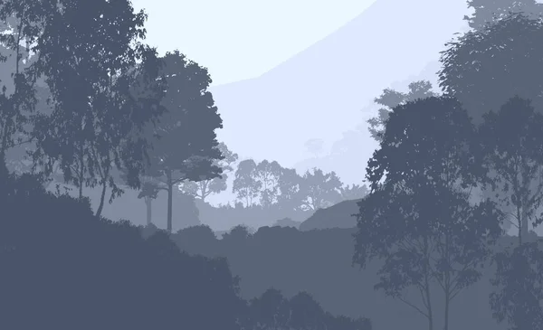 Abstract Background Foggy Hills Trees Silhouettes Forest Haze — Stock Photo, Image