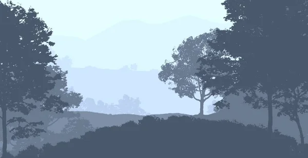 Abstract Background Foggy Hills Trees Silhouettes Forest Haze — Stock Photo, Image