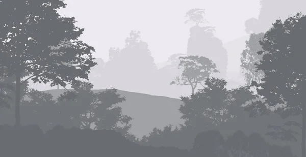 Abstract Background Foggy Hills Trees Silhouettes Forest Haze — Stock Photo, Image