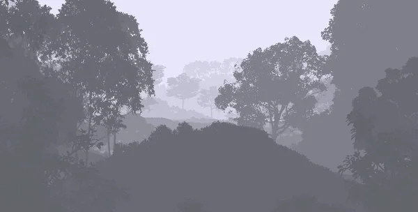 Abstract Background Foggy Hills Trees Silhouettes Forest Haze — Stock Photo, Image