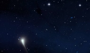 2d illüstrasyon. Derin geniş alan. Yıldızlar, gezegenler ve uydular. Çeşitli bilim kurgu yaratıcı fon. Uzay sanatı. Uzaylı güneş sistemleri. Gerçekçi arka plan 