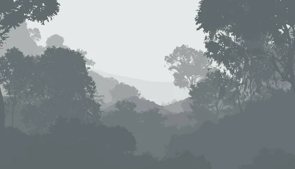 Abstract Background Foggy Hills Trees Silhouettes Forest Haze — Stock Photo, Image