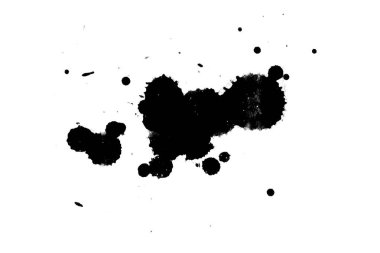 2d illüstrasyon. Siyah mürekkep sıçramaları. Parlak malzeme üzerine boya sıçradı. siyah ve beyaz nokta. 