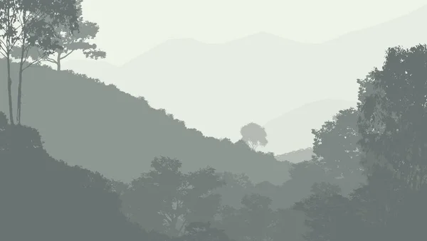 Abstract Background Foggy Hills Trees Silhouettes Forest Haze — Stock Photo, Image