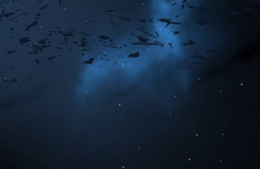 2d illüstrasyon. Derin yıldızlararası uzay. Yıldızlar, gezegenler ve uydular. Çeşitli bilim kurgu yaratıcı fon. Uzay sanatı. Hayali kozmik fon.