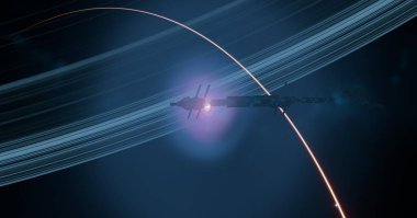 2d illüstrasyon. Yıldızlararası uzay geçmişini boşalıyor. Parlak yıldızlar, gezegenler, uydular ve kuyruklu yıldızlar yanıp söner. Çeşitli bilim kurgu yaratıcı fon. Uzay sanatı.