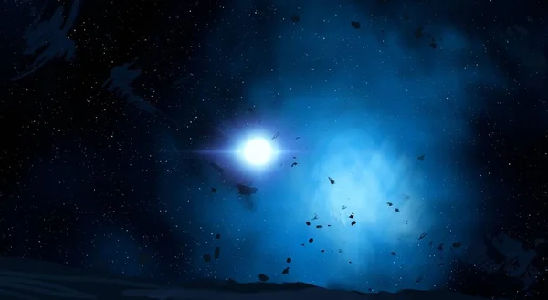 Ilustración Espacio Interestelar Profundo Estrellas Planetas Lunas Varios Telones Fondo — Foto de Stock