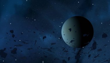 2D çizim. Derin geniş uzay. Parlak yıldızlar, gezegenler, uydular. Çeşitli bilim kurgu yaratıcı arka planlar. Uzay sanatı. Uzaylı güneş sistemleri. Uzaktan. Gerçekçi arka plan derin evren.