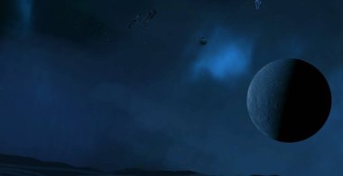 2d illüstrasyon. Derin geniş alan. Parlak yıldızlar, gezegenler ve uydular. Çeşitli bilim kurgu yaratıcı fon. Uzay sanatı. Uzaylı güneş sistemleri. Gerçekçi arka plan kozmosu.