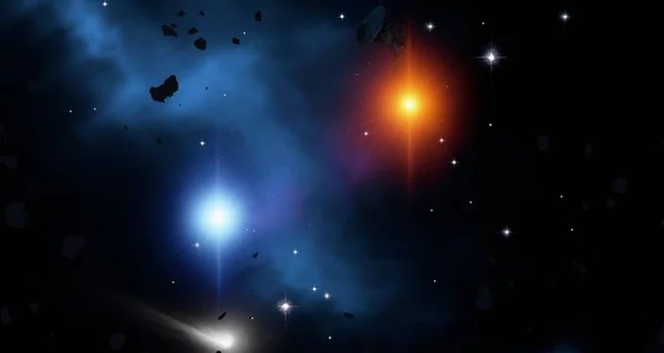 Illustration Djupt Stort Utrymme Ljusa Stjärnor Planeter Månar Olika Science — Stockfoto