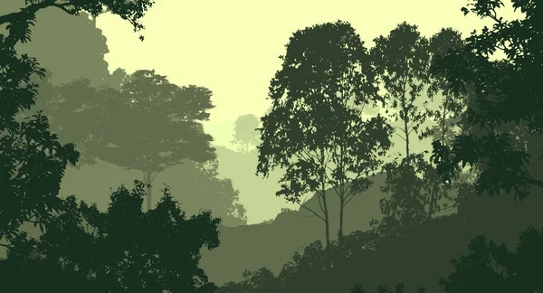 Fondo Silueta Abstracta Con Árboles Bosque Brumoso —  Fotos de Stock