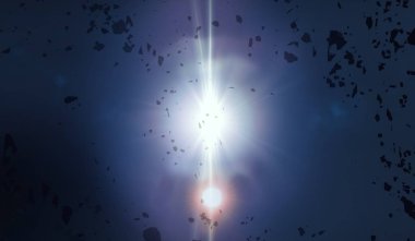 2d illüstrasyon. Gerçekçi yıldız deseni arka planı. Yıldızlararası uzayı boşaltın. Parlak yıldızlar yanıp söner, gezegenler, uydular. Çeşitli bilim kurgu yaratıcı fon. Uzay sanatı illüstrasyonu. Hayali kozmik b